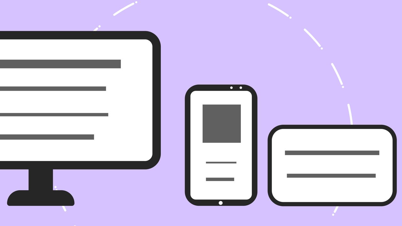 brand-01 Vector icons with modern phone near computer monitor and credit card with gray lines on purple background